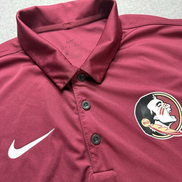 Florida State Seminoles Polo Shirt Mens Large‎ Nike Dri-Fit Gray Red Performance - Picture 1 of 7